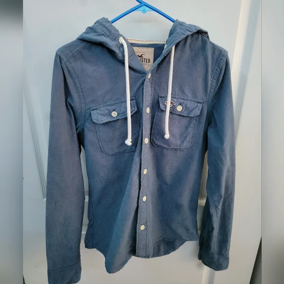 Jacket Hollister Chambray Shirt Hollister Hooded Denim Jacket With
